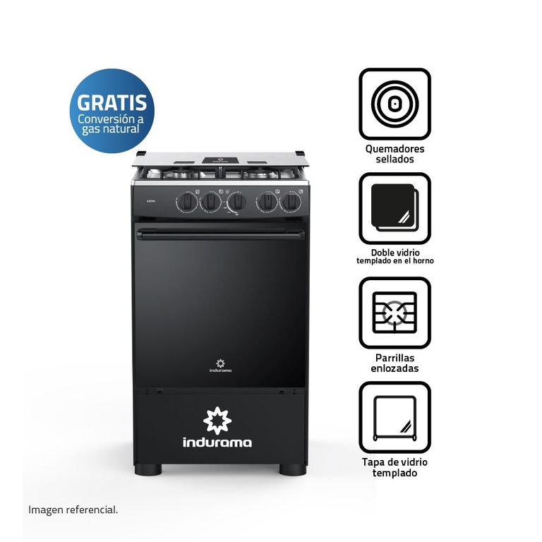 GOYA INDURAMA COCINA 4 HORNILLAS NEGRA