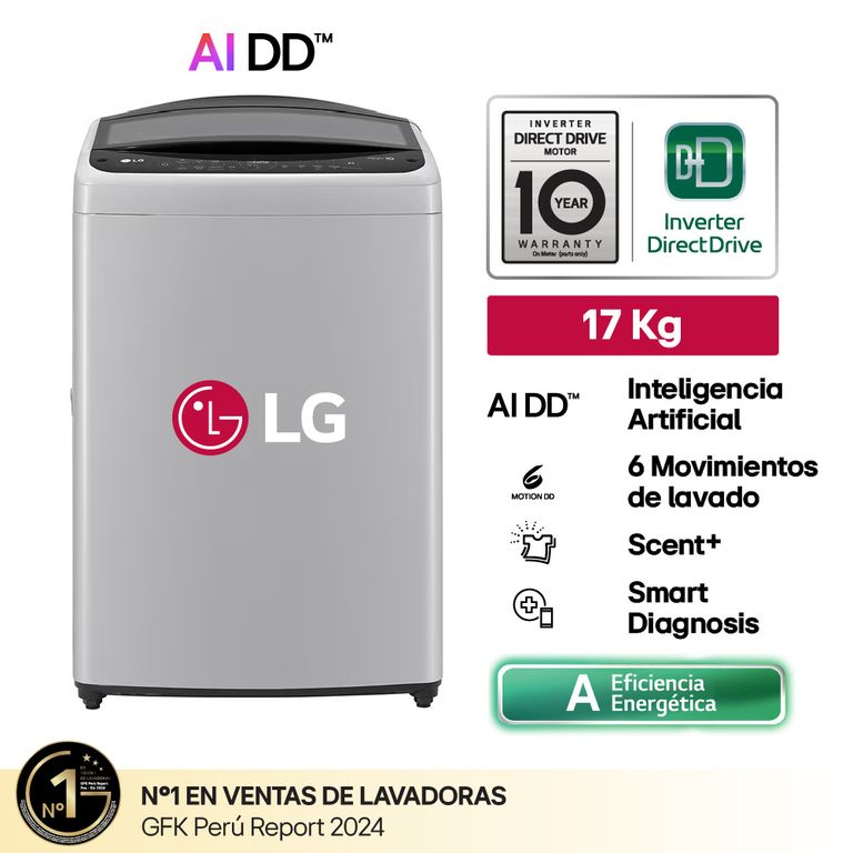 WT17DV6T Lavadora LG AI DD Carga Superior 17 Kg