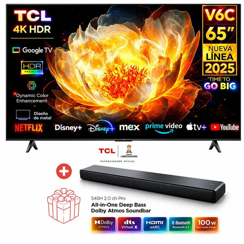 65V6C Televisor TCL 65" UHD 4K Smart Google TV