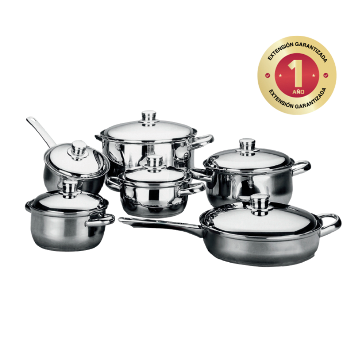 JUEGO DE OLLAS PLATEADO ROYAL 6 PIEZAS RYL-122CW