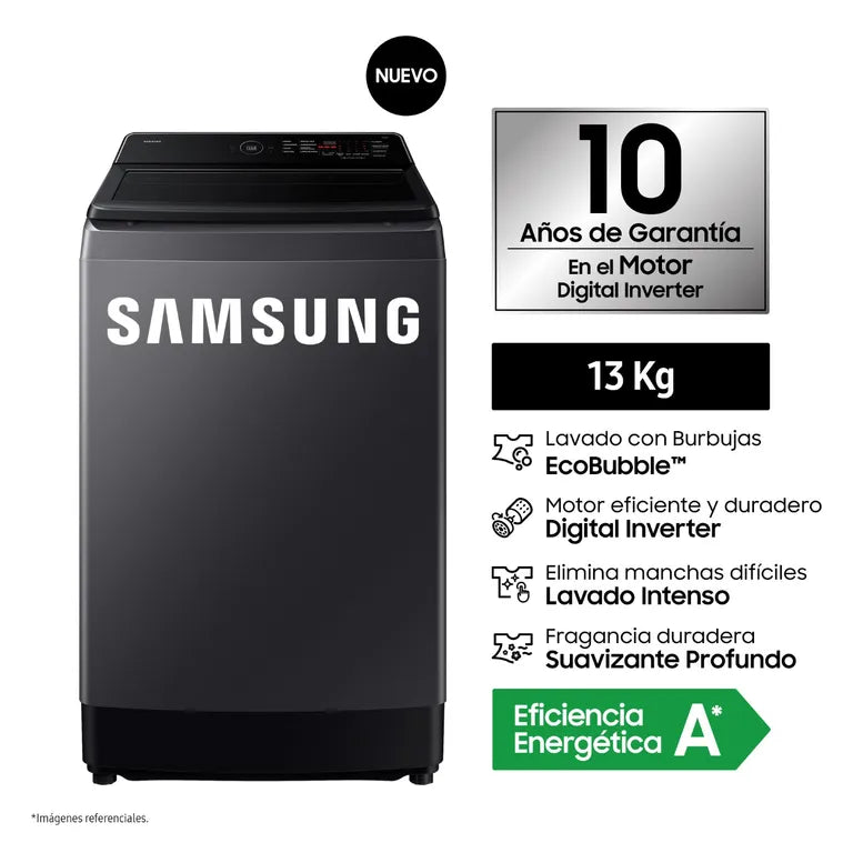 WA40F13E4CPE Lavadora Samsung EcoBubble 13Kg Gris Grafito
