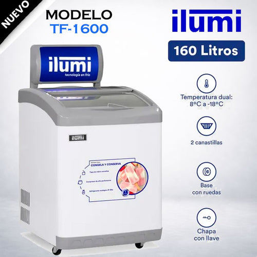 TF-1600 ILUMI CONGELADORA 160LT TIPO EXHIBIDOR BLANCO
