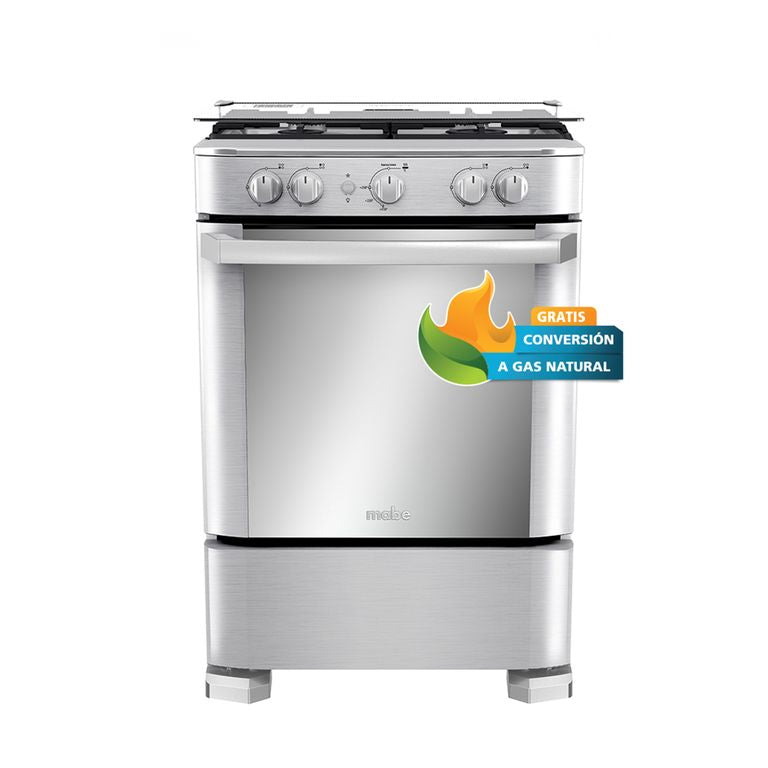 CMP6030FX1 Cocina Mabe de Piso a Gas 60 cm 4 Hornillas Inox
