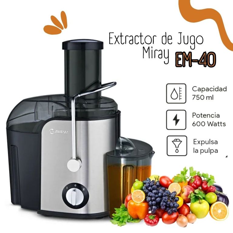 EM-40 MIRAY EXTRACTOR DE JUGOS GRIS 2 VELOC. 750 ML 600W