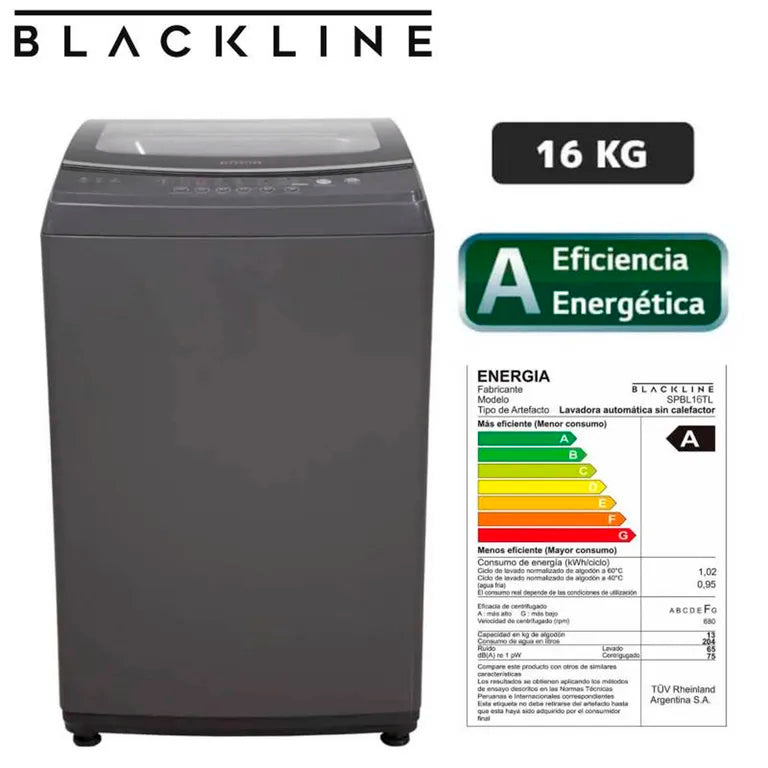 SPBL16TL BLACKLINE LAVADORA CARGA SUPERIOR 16 KG GRIS OSCURO