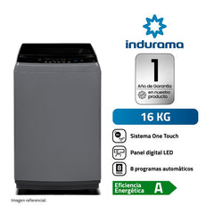 LRI-16DGR INDURAMA LAVADORA GRIS AUTOMATICA 16 KILOS