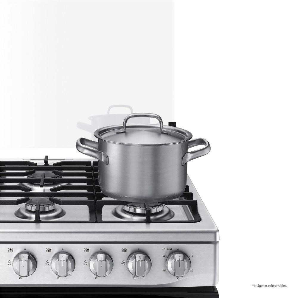 NX52T5311PS COCINA SAMSUNG A GAS 6 HORNILLAS CON PLANCHA Black Smog