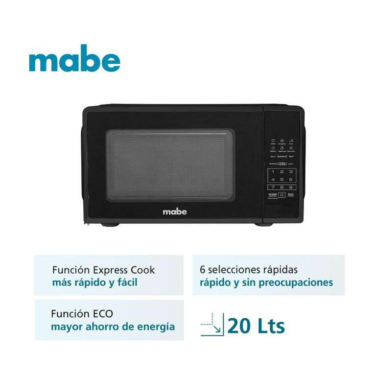 HMM07PBN HORNO MICROONDAS MABE SILVER 20LT