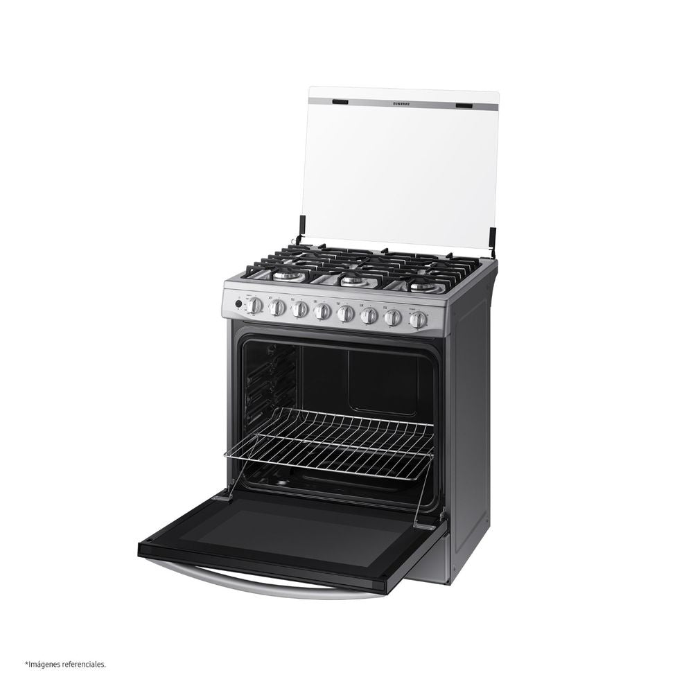 NX52T5311PS COCINA SAMSUNG A GAS 6 HORNILLAS CON PLANCHA Black Smog