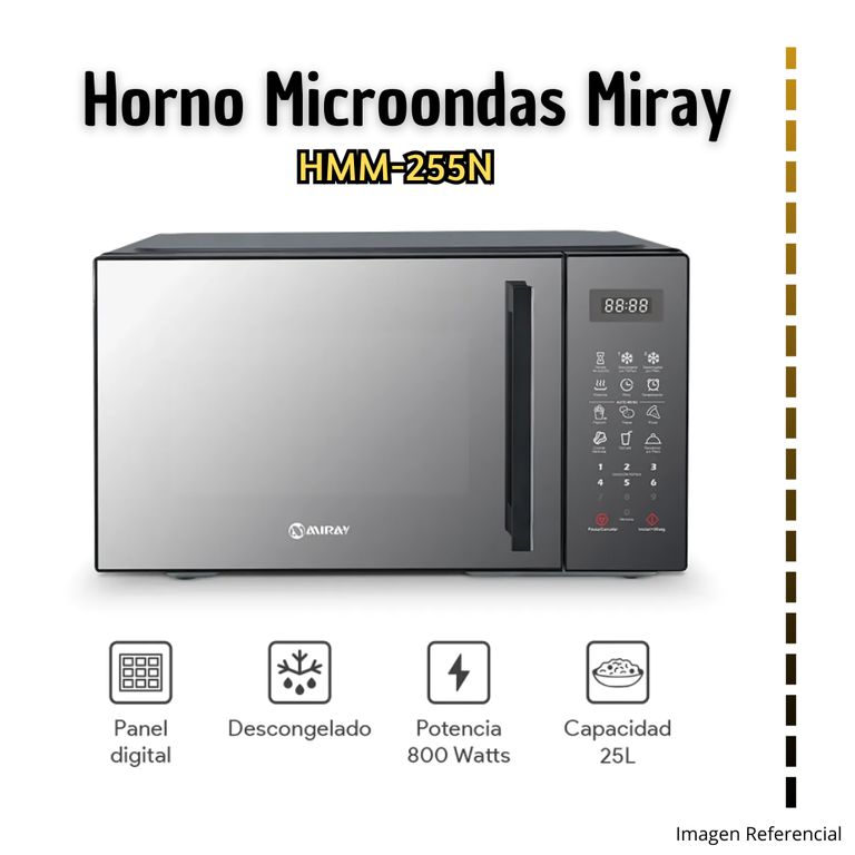 HMM-255N Horno Microondas Miray 25 Lt Panel Digital Color Negro
