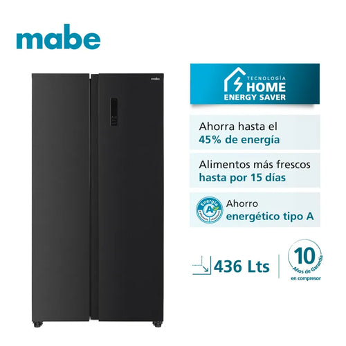 MSD480LMRPS0 Refrigerador Mabe Side by Side 436LT No Frost Black Steel