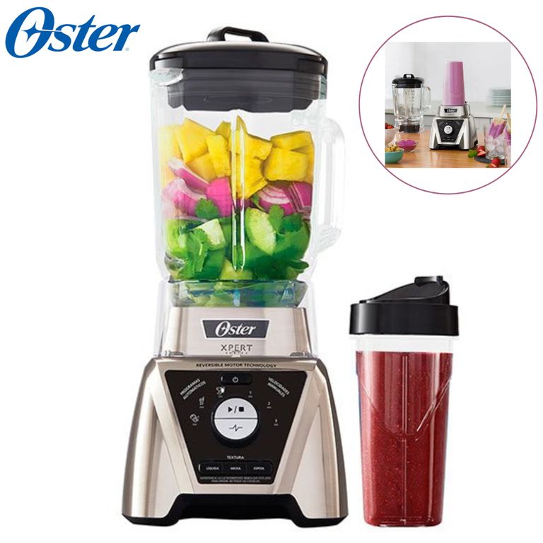 BLST3B-CPG Licuadora Oster Xpert niquelada con control de textura con vaso blend`N GO