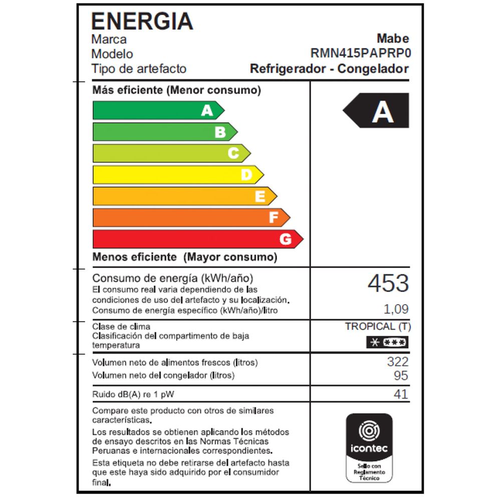 RMN415PAPRP0 Refrigeradora Mabe 417 L No Frost Black Steel C/ Disp