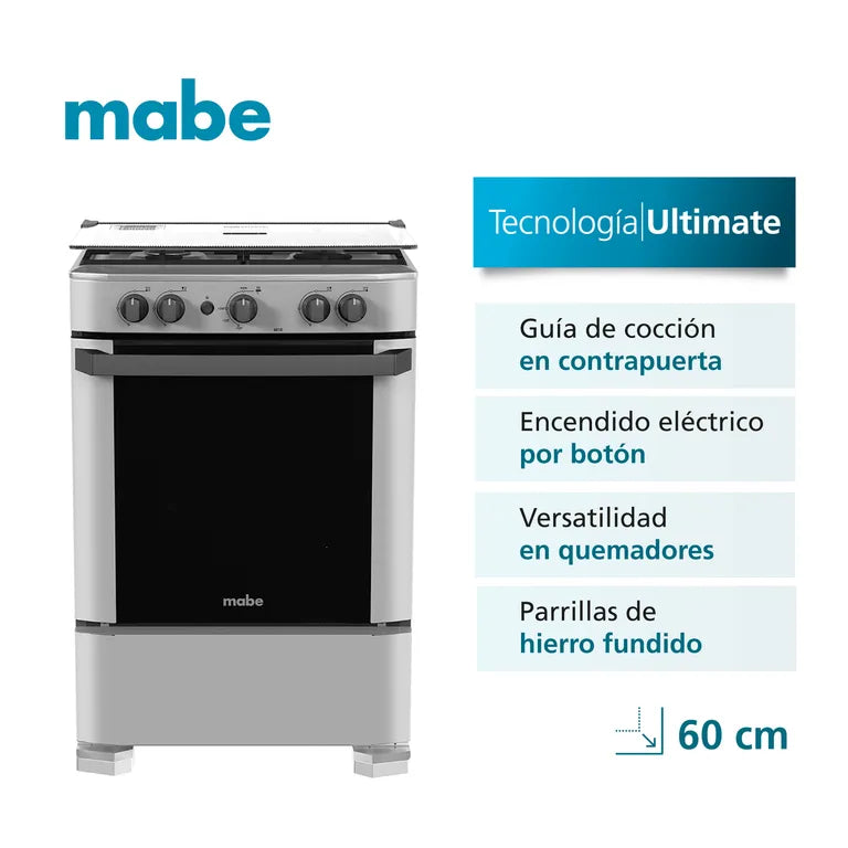 CMP6010FG1 COCINA MABE A GAS 60 CM SILVER