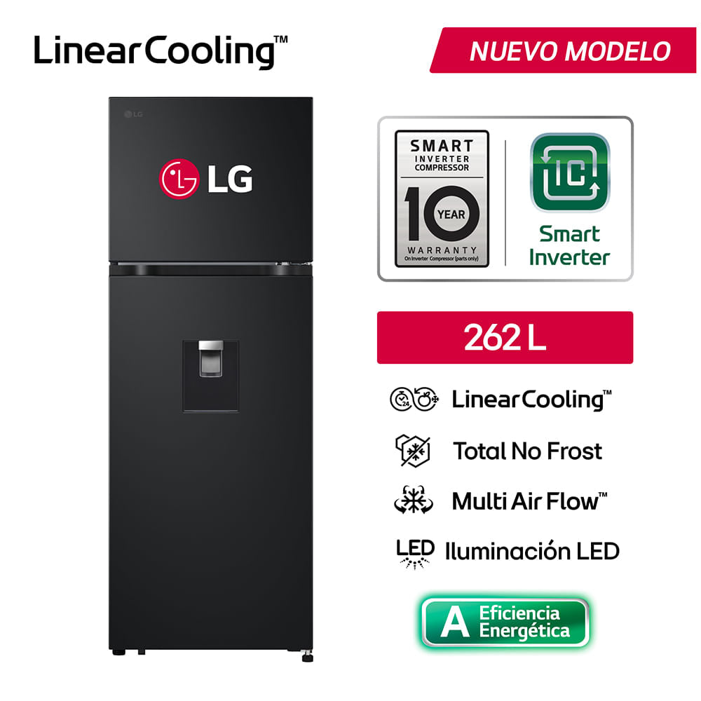 VT26WPM Refrigeradora LG 262L No Frost Linear Cooling Negro Mate