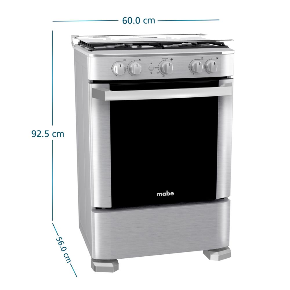 CMP6035FX1 Cocina Mabe a Gas 4 Hornillas Inoxidable 60CM