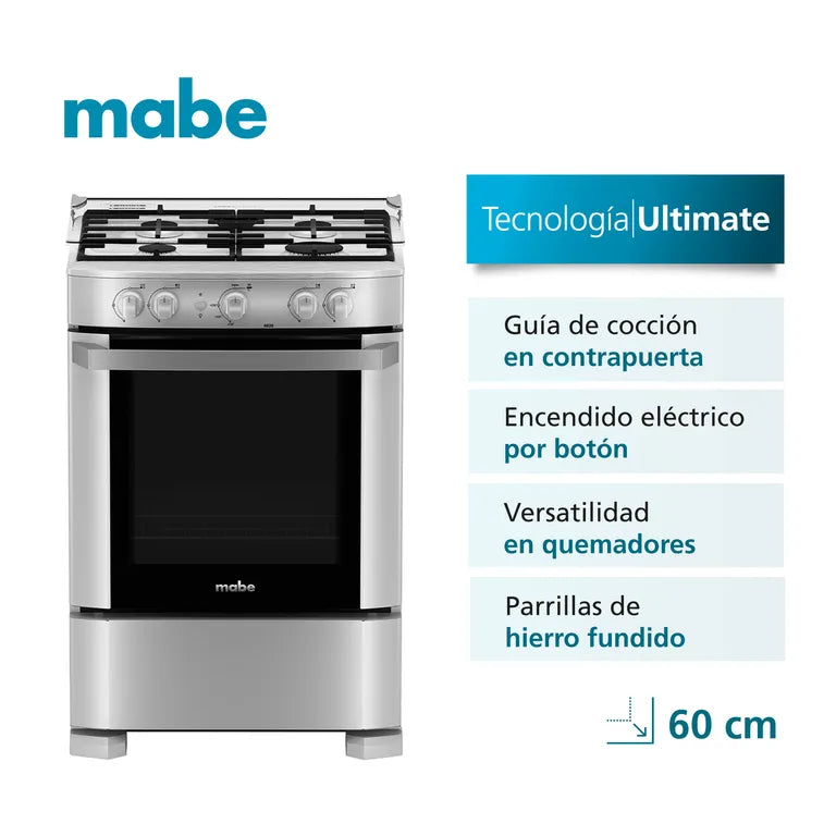 CMP6020FG1 Cocina a Gas MABE 4 Quemadores  Silver