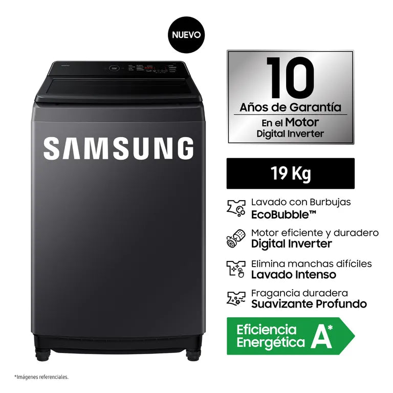 WA40F19E7CPE Lavadora Samsung Ecobubble 19kg Gris Grafito