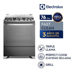 F5ETG Cocina Electrolux Freestanding 5 hornillas VaporBake 76 cm Gris