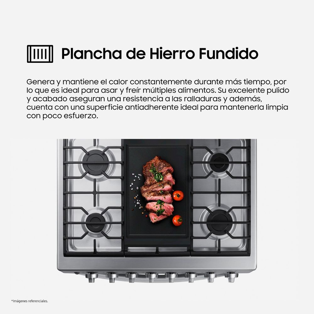 NX52T5311PS COCINA SAMSUNG A GAS 6 HORNILLAS CON PLANCHA Black Smog