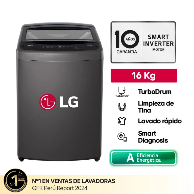 WT16BVTB LG LAVADORA 16 KG CARGA SUPERIOR NEGRO CLARO