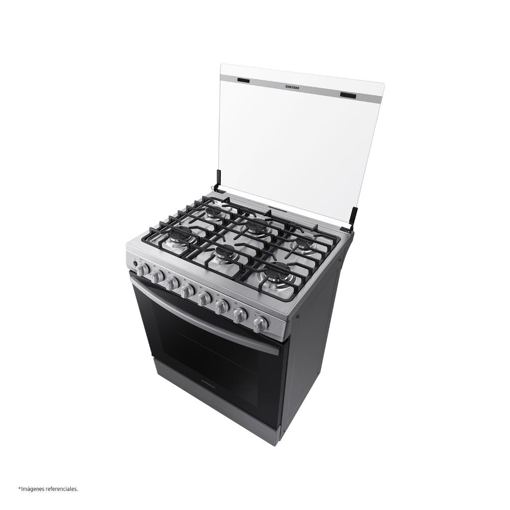 NX52T5311PS COCINA SAMSUNG A GAS 6 HORNILLAS CON PLANCHA Black Smog