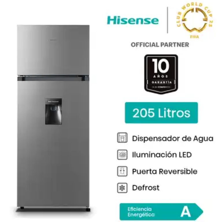 RD267H205LT HISENSE REFRIGERADORA 205 LT C/DISPENSADOR