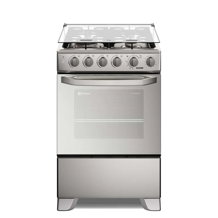 FE4TMR Cocina Electrolux Freestanding 4 Hornillas VaporBake, f Silver, Triple Llama, Grill 60cm