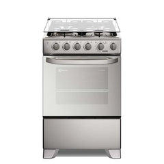 FE4TMR Cocina Electrolux Freestanding 4 Hornillas VaporBake, f Silver, Triple Llama, Grill 60cm