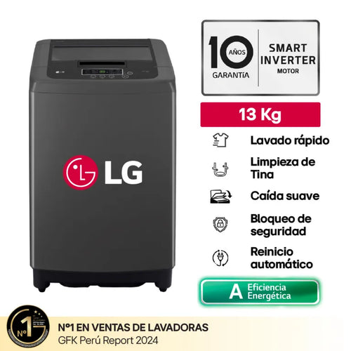WT13BPBK Lavadora LG Negro Claro de 13KG