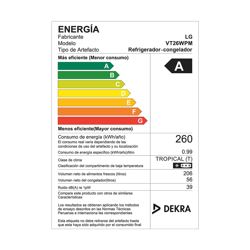VT26WPM Refrigeradora LG 262L No Frost Linear Cooling Negro Mate