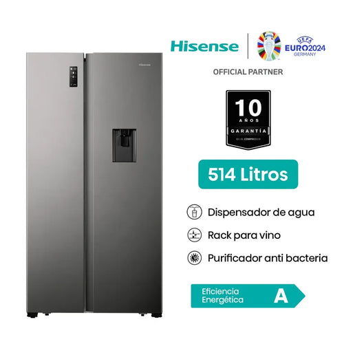 RS677H HISENSE REFRIGERADORA SIDE BY SIDE 514 LT