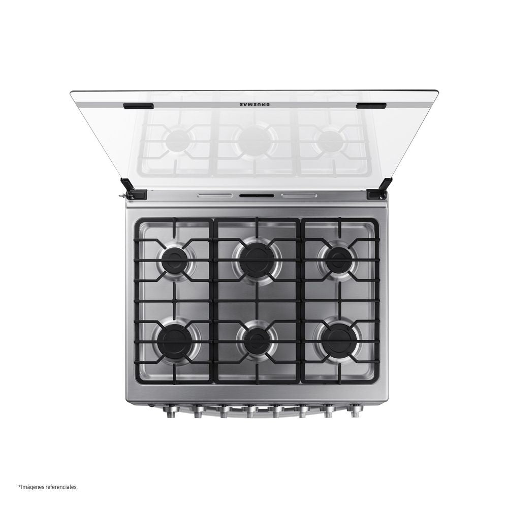 NX52T5311PS COCINA SAMSUNG A GAS 6 HORNILLAS CON PLANCHA Black Smog