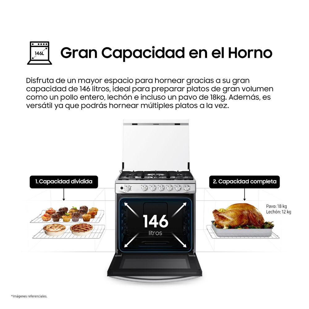 NX52T5311PS COCINA SAMSUNG A GAS 6 HORNILLAS CON PLANCHA Black Smog