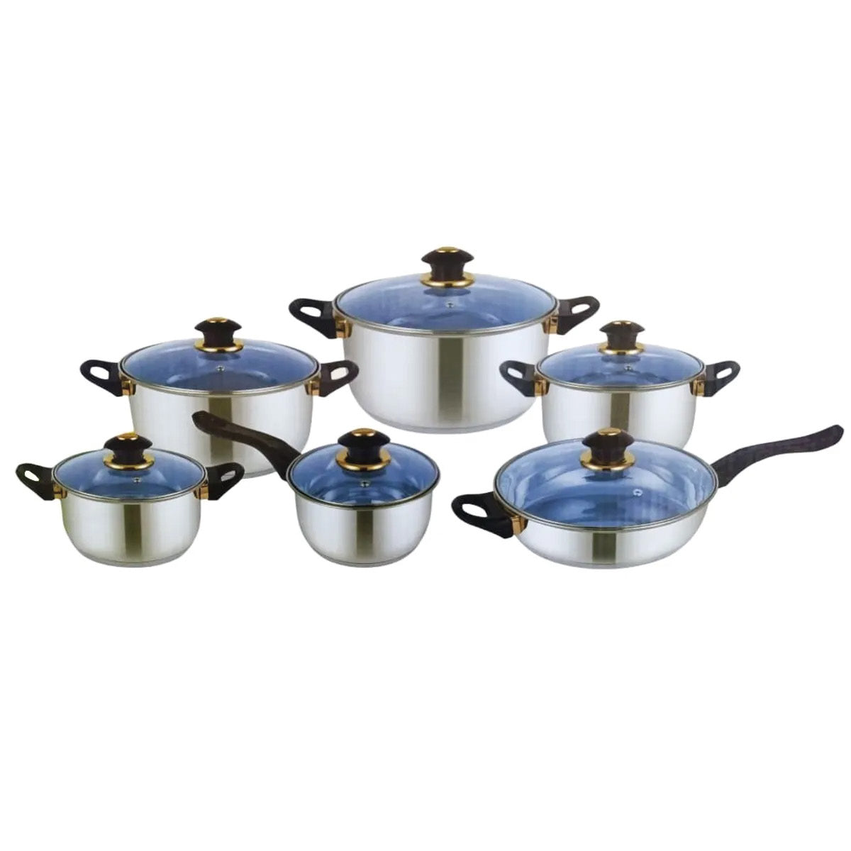 RY-120CW ROYAL JUEGO DE OLLAS TAPA VIDRIO X 12 PZS