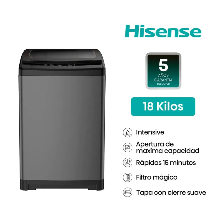 WT3W1823UT Lavadora Hisense 18Kg Carga Superior Color Grafito