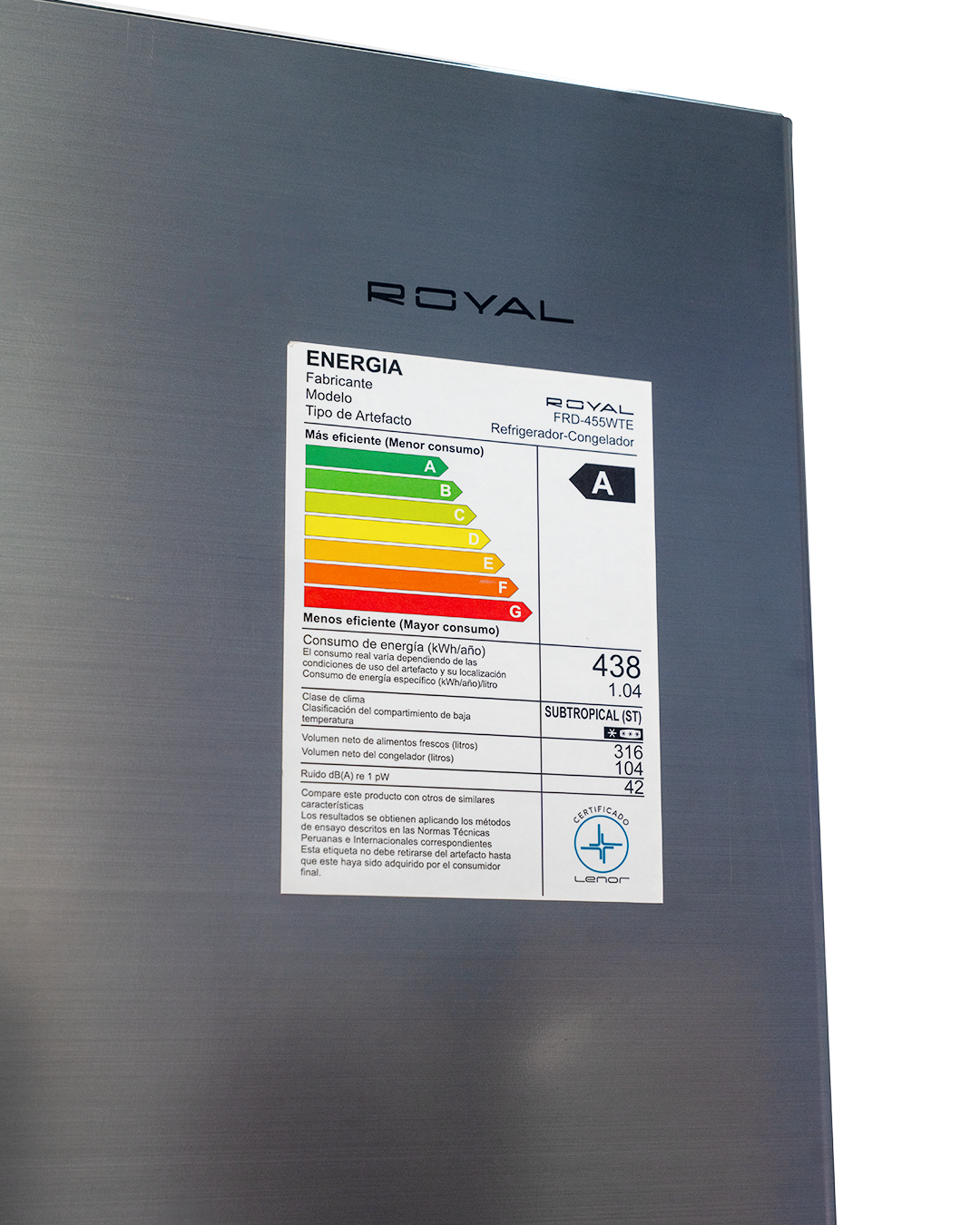 Refrigeradora Royal RYL-FRD-455WTE